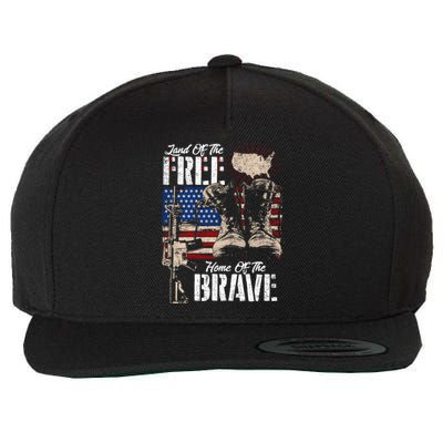 Vintage Land Of The Free Home Of The Brave U S Army Veteran Gift Wool Snapback Cap