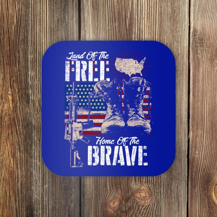 Vintage Land Of The Free Home Of The Brave U S Army Veteran Gift Coaster