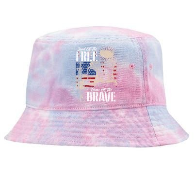 Vintage Land Of The Free Home Of The Brave U S Army Veteran Gift Tie-Dyed Bucket Hat