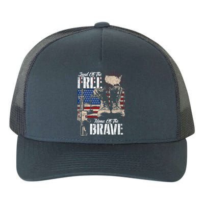 Vintage Land Of The Free Home Of The Brave U S Army Veteran Gift Yupoong Adult 5-Panel Trucker Hat