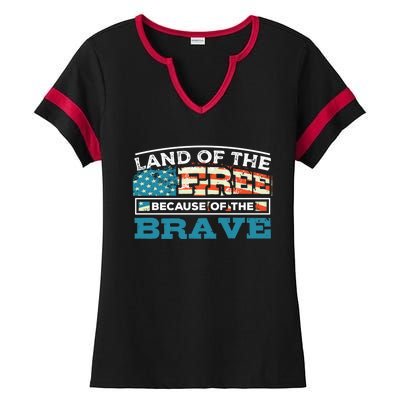 Vintage Land Of The Free Because Of The Brave Gift Ladies Halftime Notch Neck Tee