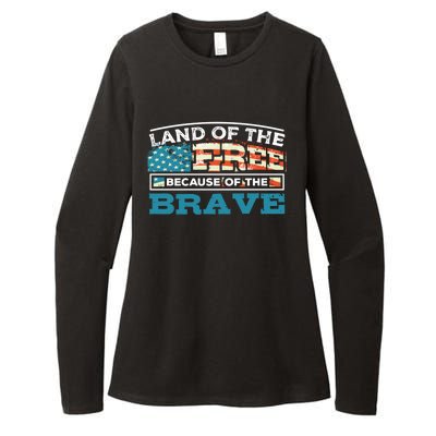 Vintage Land Of The Free Because Of The Brave Gift Womens CVC Long Sleeve Shirt