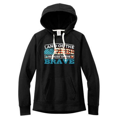 Vintage Land Of The Free Because Of The Brave Gift Women's Fleece Hoodie