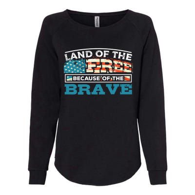 Vintage Land Of The Free Because Of The Brave Gift Womens California Wash Sweatshirt