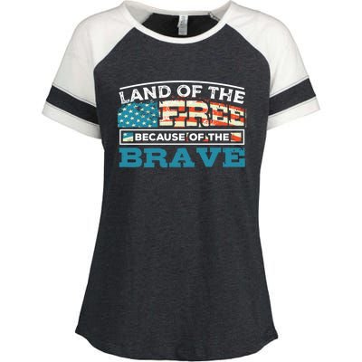 Vintage Land Of The Free Because Of The Brave Gift Enza Ladies Jersey Colorblock Tee