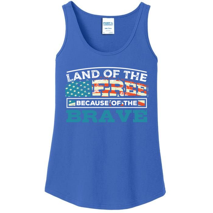 Vintage Land Of The Free Because Of The Brave Gift Ladies Essential Tank