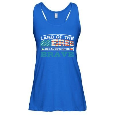 Vintage Land Of The Free Because Of The Brave Gift Ladies Essential Flowy Tank