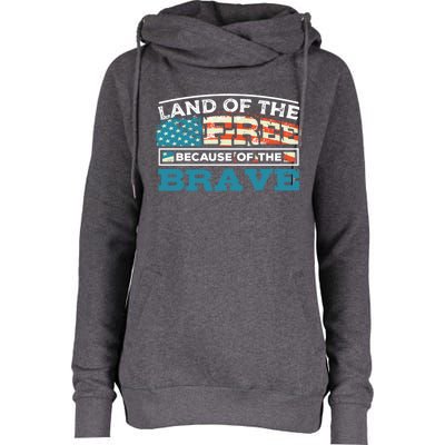 Vintage Land Of The Free Because Of The Brave Gift Womens Funnel Neck Pullover Hood