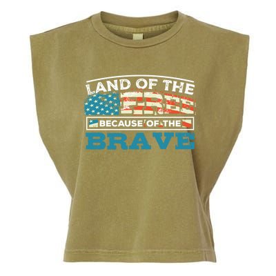 Vintage Land Of The Free Because Of The Brave Gift Garment-Dyed Women's Muscle Tee