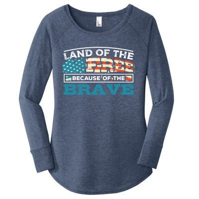 Vintage Land Of The Free Because Of The Brave Gift Women's Perfect Tri Tunic Long Sleeve Shirt