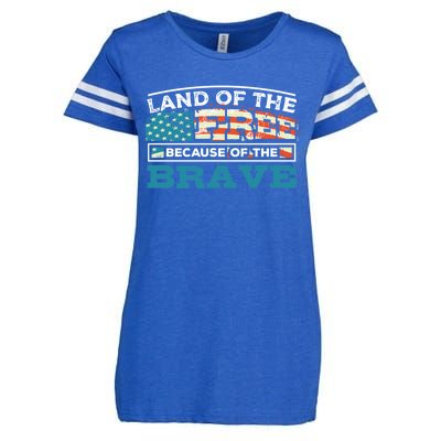 Vintage Land Of The Free Because Of The Brave Gift Enza Ladies Jersey Football T-Shirt