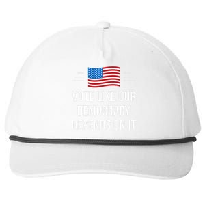 Vote Like Our Democracy Depends On It Snapback Five-Panel Rope Hat