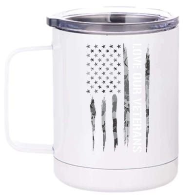 Veteran: Love Our Veterans American Flag Cool Gift 12 oz Stainless Steel Tumbler Cup