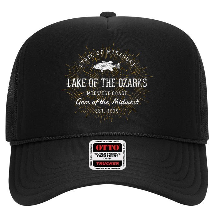 Vintage Lake Of The Ozarks Retro High Crown Mesh Back Trucker Hat