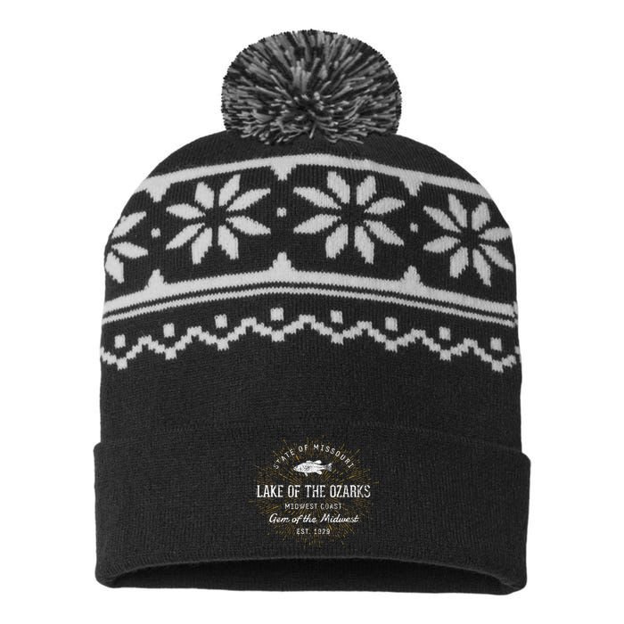 Vintage Lake Of The Ozarks Retro USA-Made Snowflake Beanie