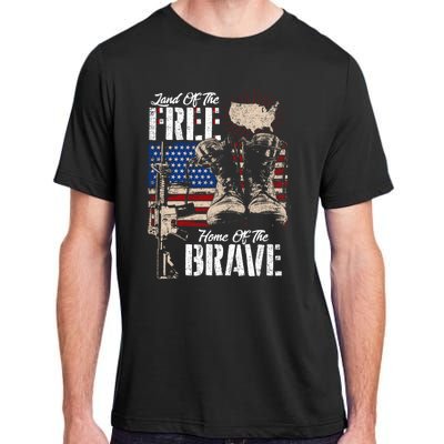 Vintage Land Of The Free Home Of The Brave U S Army Veteran Gift Adult ChromaSoft Performance T-Shirt