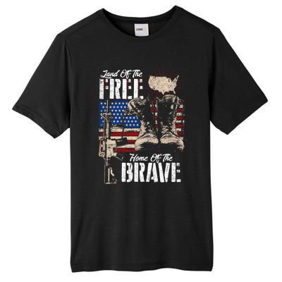 Vintage Land Of The Free Home Of The Brave U S Army Veteran Gift Tall Fusion ChromaSoft Performance T-Shirt