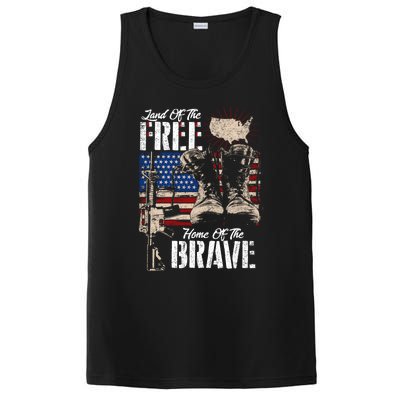 Vintage Land Of The Free Home Of The Brave U S Army Veteran Gift PosiCharge Competitor Tank