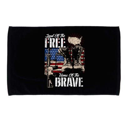 Vintage Land Of The Free Home Of The Brave U S Army Veteran Gift Microfiber Hand Towel