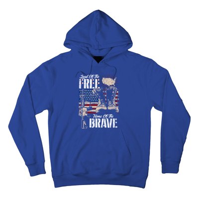 Vintage Land Of The Free Home Of The Brave U S Army Veteran Gift Hoodie