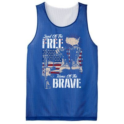 Vintage Land Of The Free Home Of The Brave U S Army Veteran Gift Mesh Reversible Basketball Jersey Tank