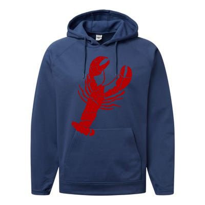 Vintage Lobster Print Lobster Gift Performance Fleece Hoodie