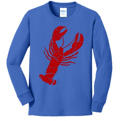 Vintage Lobster Print Gift Lobster Cute Gift Kids Long Sleeve Shirt