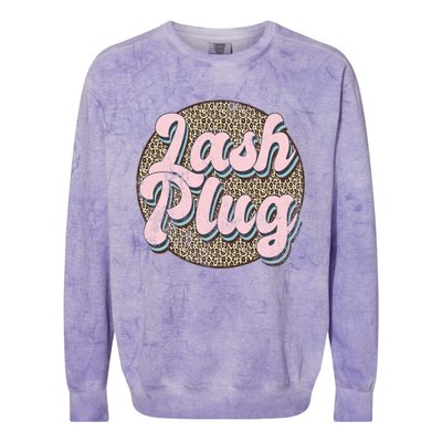 Vintage Lash Plug Lash Tech Lash Artist Leopard Lash Cool Gift Colorblast Crewneck Sweatshirt