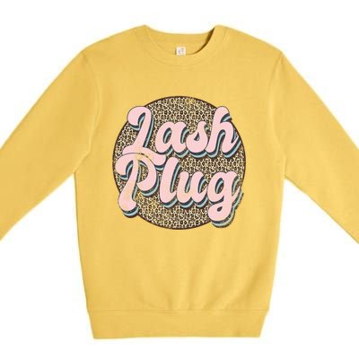 Vintage Lash Plug Lash Tech Lash Artist Leopard Lash Cool Gift Premium Crewneck Sweatshirt