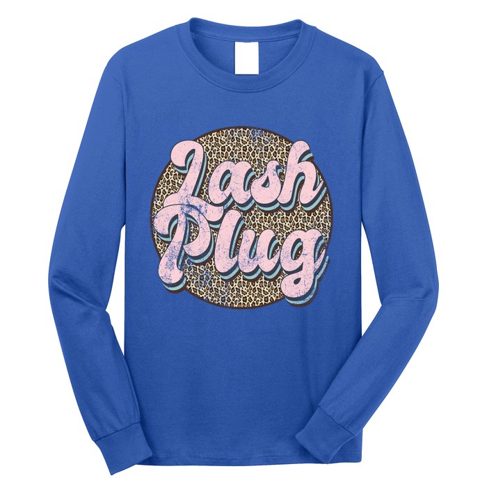 Vintage Lash Plug Lash Tech Lash Artist Leopard Lash Cool Gift Long Sleeve Shirt