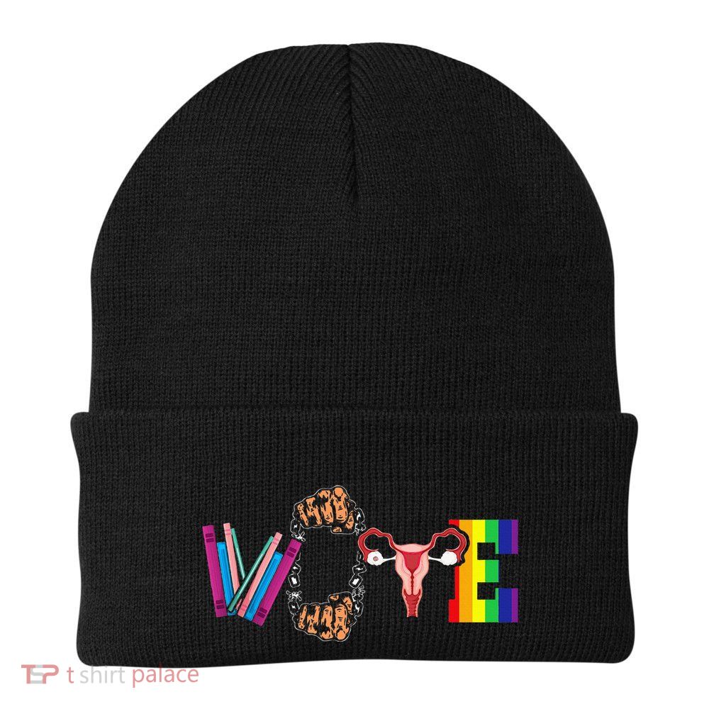 Vote Lgbt Pride Black Freedom Books Ovary Decor Equality Knit Cap Winter Beanie