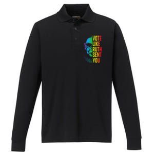 Vote Like Ruth Sent You Uterus Feminist Lgbt Performance Long Sleeve Polo