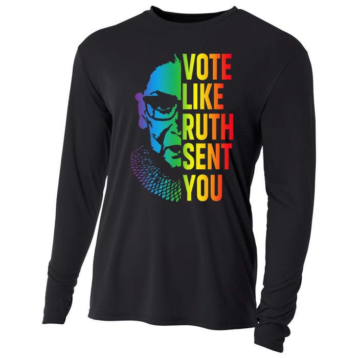 Vote Like Ruth Sent You Uterus Feminist Lgbt Cooling Performance Long Sleeve Crew