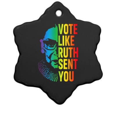 Vote Like Ruth Sent You Uterus Feminist Lgbt Ceramic Star Ornament