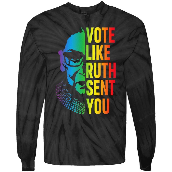 Vote Like Ruth Sent You Uterus Feminist Lgbt Tie-Dye Long Sleeve Shirt