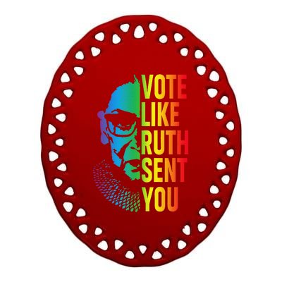 Vote Like Ruth Sent You Uterus Feminist Lgbt Ceramic Oval Ornament