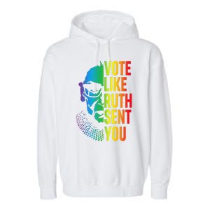 Vote Like Ruth Sent You Uterus Feminist Lgbt Garment-Dyed Fleece Hoodie