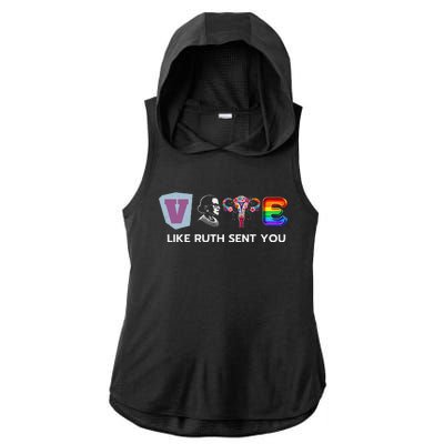 Vote Like Ruth Sent You Uterus Flowers Feminist Lgbt Pride Ladies PosiCharge Tri-Blend Wicking Draft Hoodie Tank