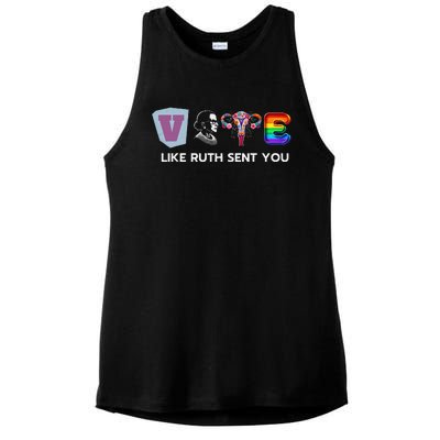 Vote Like Ruth Sent You Uterus Flowers Feminist Lgbt Pride Ladies PosiCharge Tri-Blend Wicking Tank