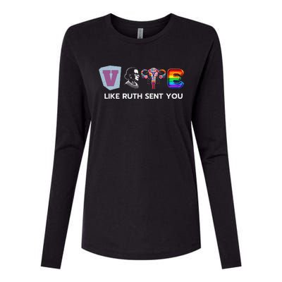 Vote Like Ruth Sent You Uterus Flowers Feminist Lgbt Pride Womens Cotton Relaxed Long Sleeve T-Shirt