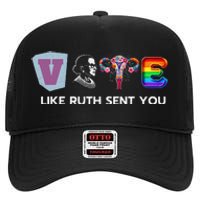 Vote Like Ruth Sent You Uterus Flowers Feminist Lgbt Pride High Crown Mesh Back Trucker Hat