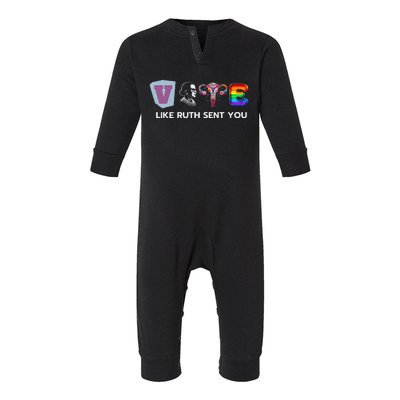 Vote Like Ruth Sent You Uterus Flowers Feminist Lgbt Pride Infant Fleece One Piece