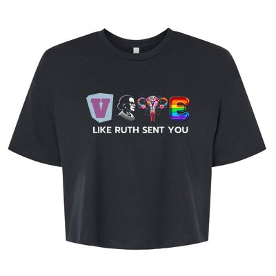 Vote Like Ruth Sent You Uterus Flowers Feminist Lgbt Pride Bella+Canvas Jersey Crop Tee