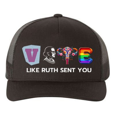 Vote Like Ruth Sent You Uterus Flowers Feminist Lgbt Pride Yupoong Adult 5-Panel Trucker Hat