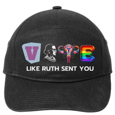 Vote Like Ruth Sent You Uterus Flowers Feminist Lgbt Pride 7-Panel Snapback Hat