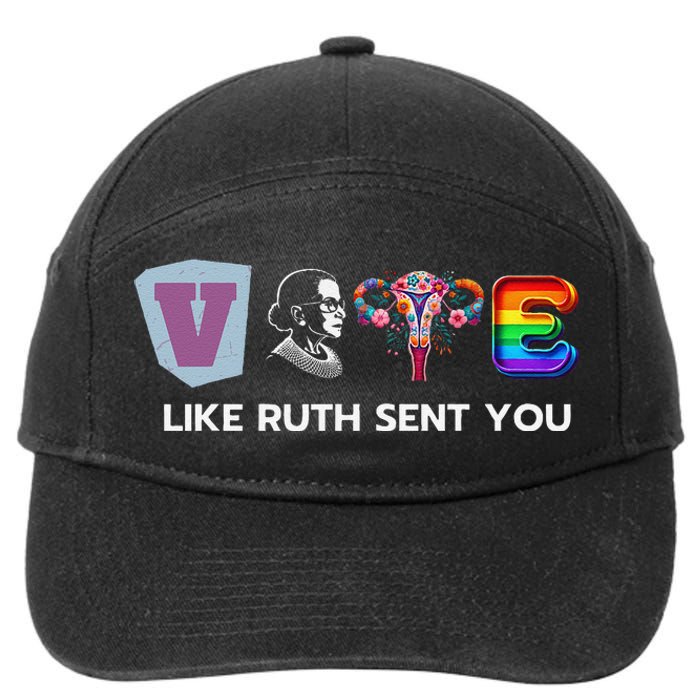 Vote Like Ruth Sent You Uterus Flowers Feminist Lgbt Pride 7-Panel Snapback Hat