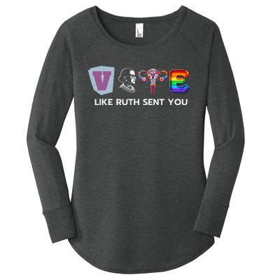 Vote Like Ruth Sent You Uterus Flowers Feminist Lgbt Pride Women's Perfect Tri Tunic Long Sleeve Shirt