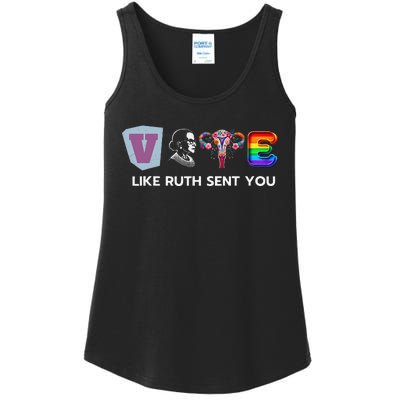 Vote Like Ruth Sent You Uterus Flowers Feminist Lgbt Pride Ladies Essential Tank