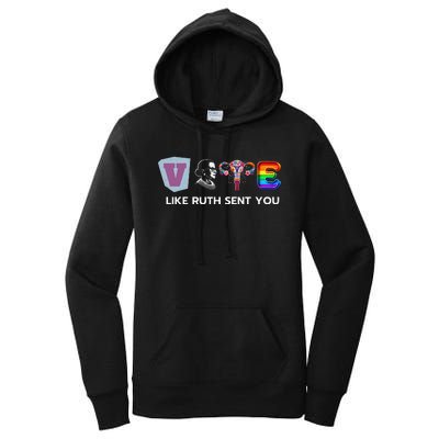 Vote Like Ruth Sent You Uterus Flowers Feminist Lgbt Pride Women's Pullover Hoodie