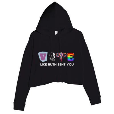 Vote Like Ruth Sent You Uterus Flowers Feminist Lgbt Pride Crop Fleece Hoodie